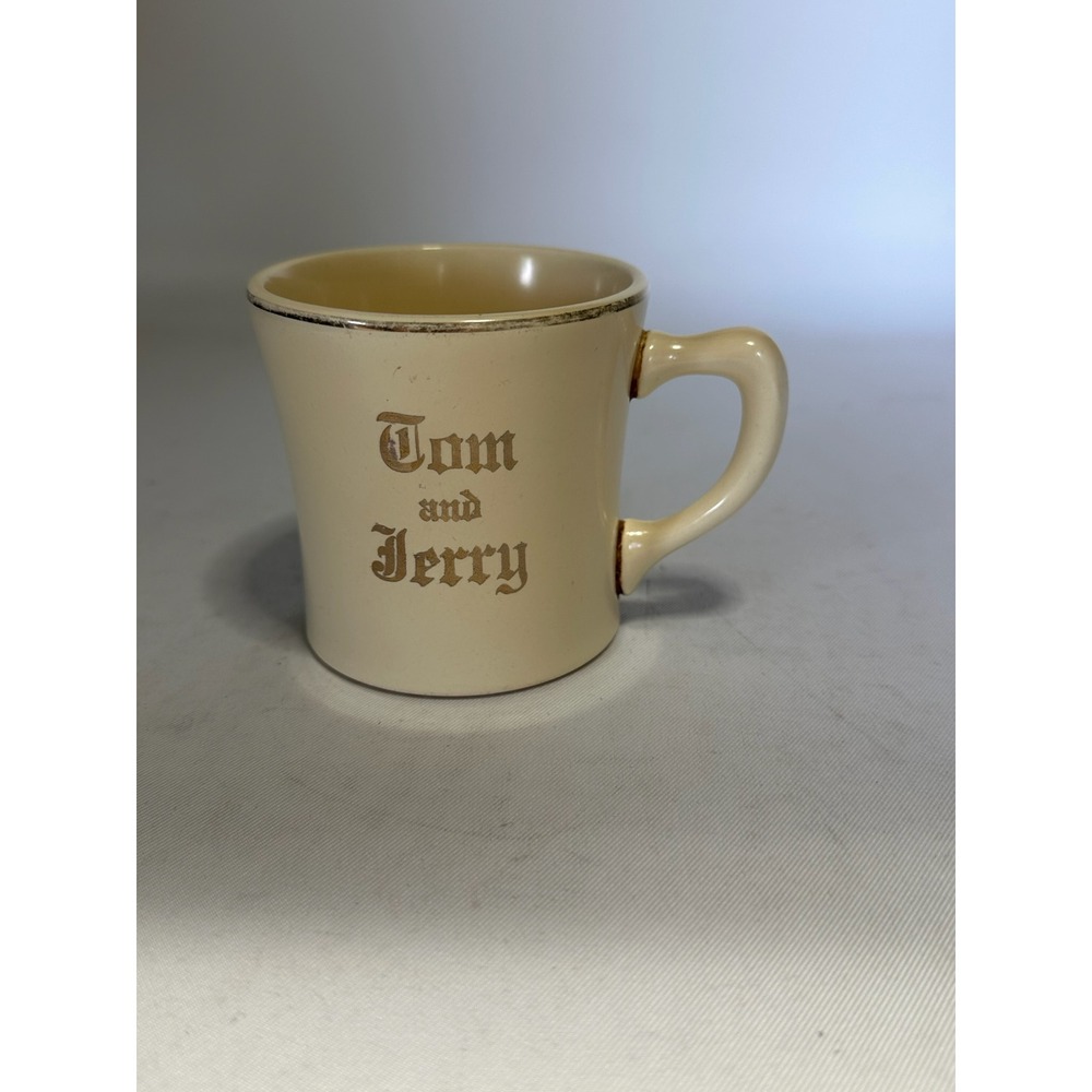 Vintage Cream Gold Trimmed Tom & Jerry Porcelain 6oz Cup Mug Made in Japan